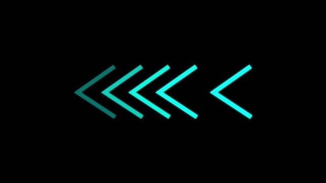 Right-directional arrow loop animation. Animated forward arrows on black motion background