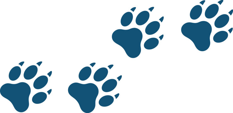 Animal Paw Print Trail Vector Illustration in Dark Blue
