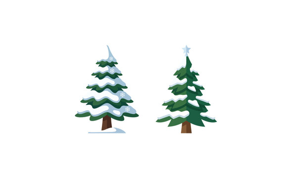 Winter Pine Trees Snow Covered Christmas Illustration