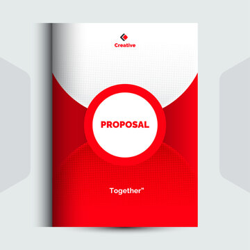 Professional business proposal cover template with a modern red circular design proposal business