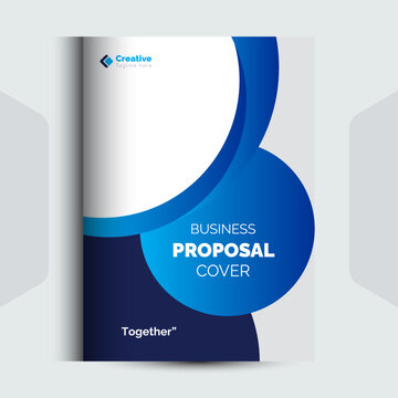Abstract business proposal cover template with circular blue graphic composition proposal business