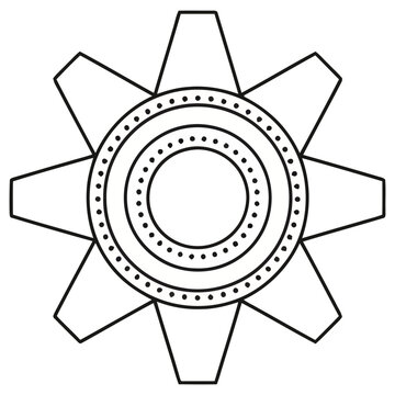 Gear with eight teeth and dotted inner rings