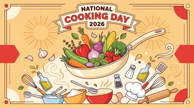 Colorful hand drawn kitchen ingredients
