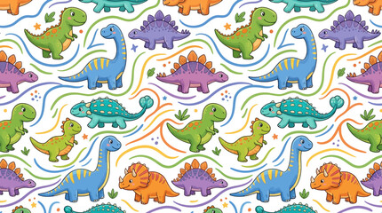 Cute Dinosaur Pattern Isolated Transparent Background © Sedap