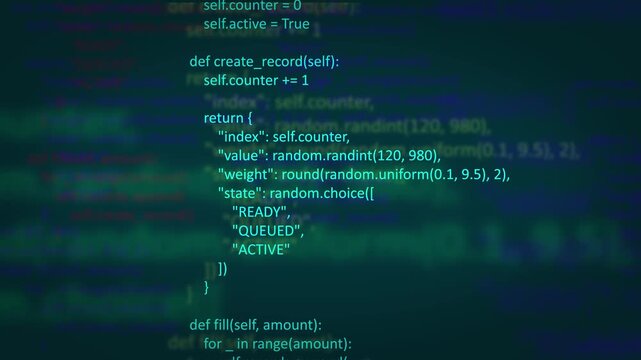 Code Editor with Rapidly Typing Programming Text on Computer Screen
