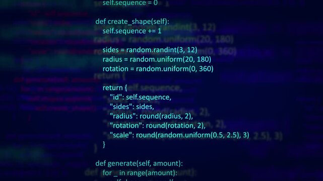 Futuristic Coding Interface with Moving Programming Code on Screen