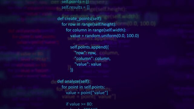Continuous Code Typing Animation on Computer Screen for Technology Background