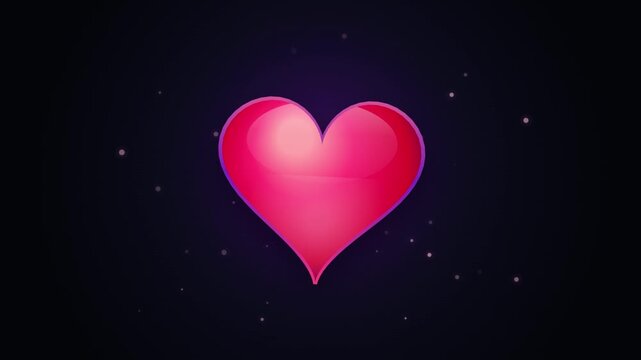 Pink heart rotates slowly against a dark starry background in a looping animation