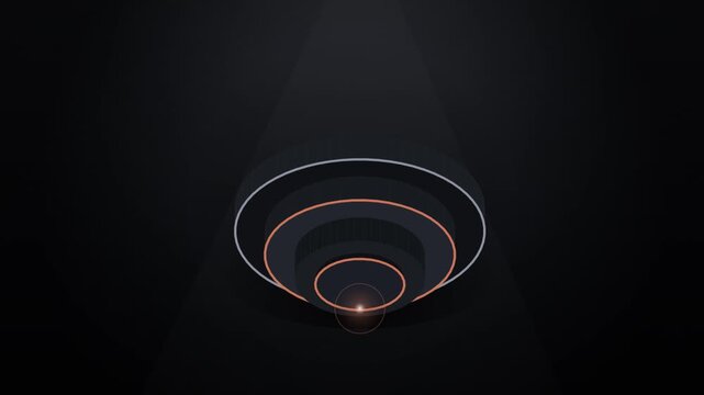 Concentric rings expand outward from a central point on a dark background expanding