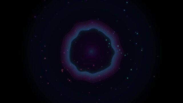 Purple and teal energy vortex expands against a dark speckled background in a looping animation