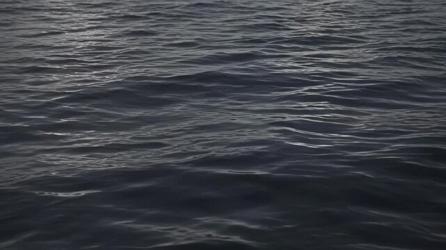 Dark sea surface with gentle wave patterns, calm ocean water, subtle ripple reflection, moody texture, subdued natural light, tranquil abstract marine background for atmospheric design projects