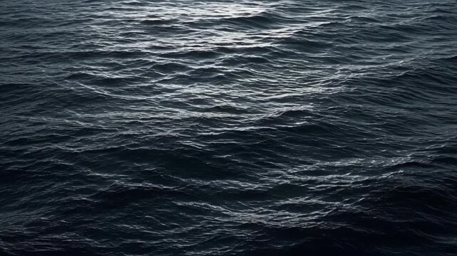 Dark Sea Surface Wave Texture Under Overcast Light with Layered Water Ripple Movement, Moody Ocean Current and Tide Background Evoking Tranquil Marine Solitude and Calm Natural Atmosphere