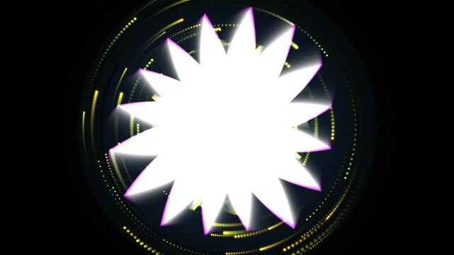 Radiant starburst expands outward from a dark circular frame in a looping animation