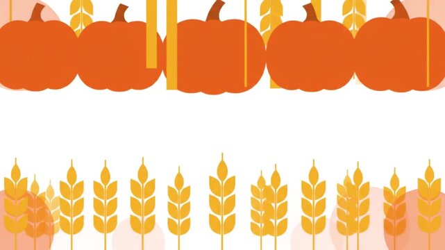 Animated Thanksgiving Pumpkin Harvest Wheat Border Seamless Loop