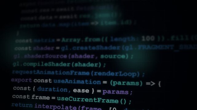 Software Source Code Scrolling on Computer Monitor Screen