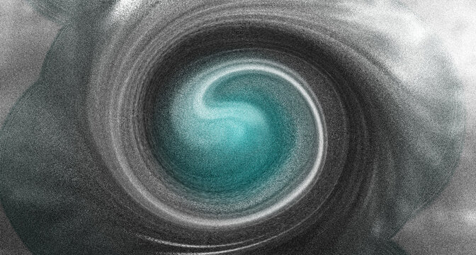 Hypnotic Abstract Swirling Texture With Glowing Teal Center And Dark Gray Metallic Background