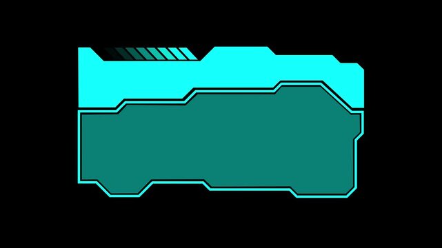 Futuristic cyan digital interface frame with geometric tech elements