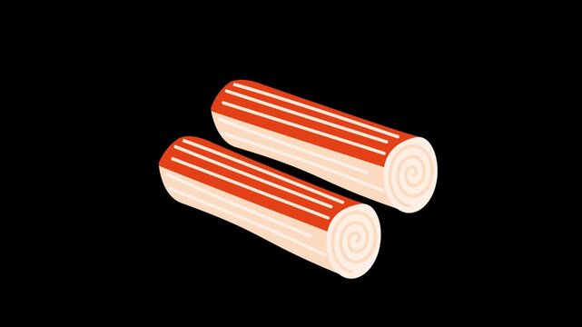surimi or crabmeat stick frozen, imitation crab stick seafood snack illustration