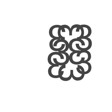 A modern abstract logo design featuring harmoniously interlocking circular line elements. This design symbolizes unity, strong connections, teamwork, and infinite continuity.