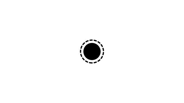 Black circle with a dashed outline isolated on white background