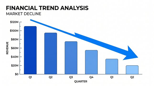 Market revenue decline bar chart over quarters