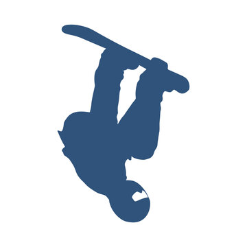 Snowboarder Backflip Trick Vector Silhouette