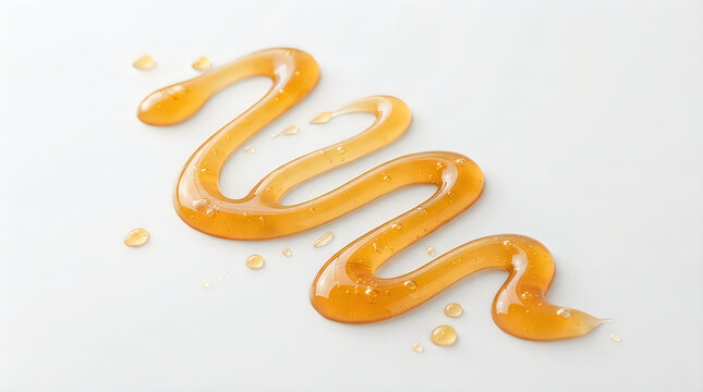 Golden caramel drizzle swirl on clean surface