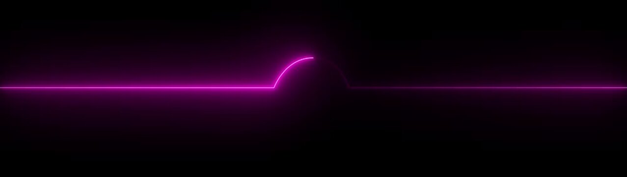 Neon pink glowing line with a semicircle arch on black background