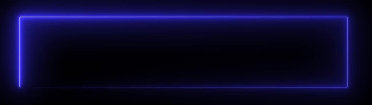 Glowing neon blue rectangular frame on black background