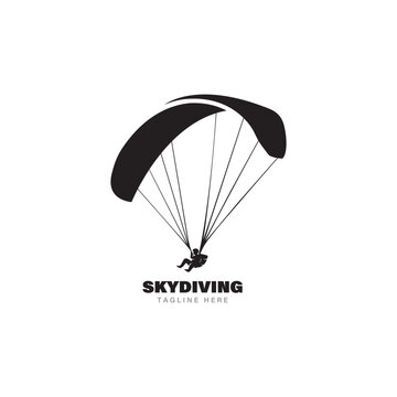 skydiving silhouette extreme sport illustration design.skydiving parashoot logo icon