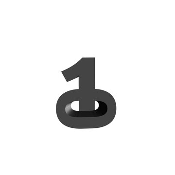 A modern, dark-colored three-dimensional shape resembling a creative combination of the number "1" and the lowercase letter "a" isolated on a clean white background. This abstract monogram design feat