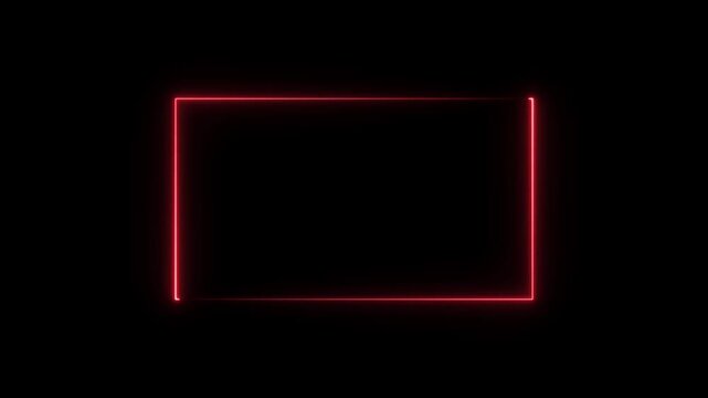 Rectangle frame icon animated with glowing neon border frame display box. retro screen photo frame seamless rotation footage line movement.