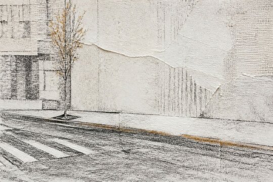 Frottage Rubbing street scene backdrop background