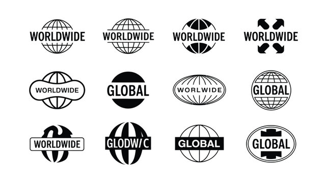 Worldwide Global Globe Logo Collection &ndash; International Business and Global Travel Symbols