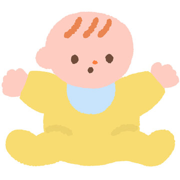 おとぼけ顔の赤ちゃんのイラスト