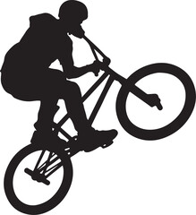 Fototapeta premium BMX Rider Performing Trick Stunt Silhouette Vector