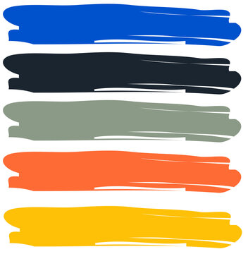 Colorful thick paint brush stroke banners vector illustration isolated on white