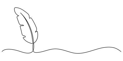 Fototapeta premium Continuous one line drawing of banana leaves vector illustration, Bird of Paradise Banana Leaf Continuous Line Drawing. Palm leaf in one continuous line drawing. Outline leaf. Element for interior. 