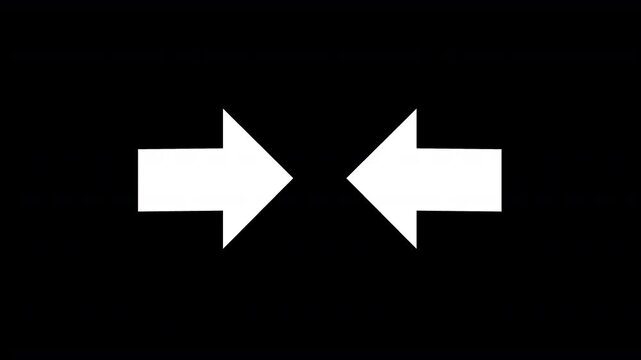 Minimalist white inward pointing arrows set on black backdrop