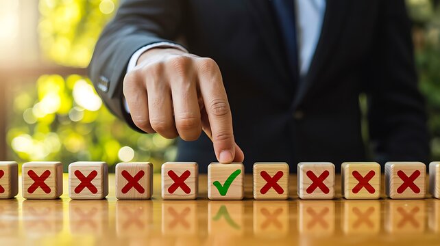 Business decision making concept with professional choosing a correct option from multiple choices