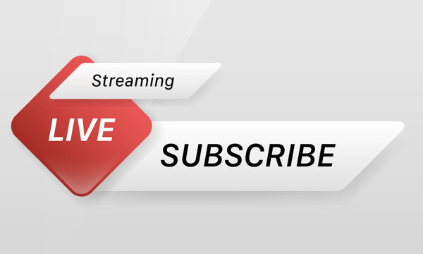 Live streaming subscribe badge lower third graphic vector illustration with red and white button design
