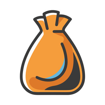 Orange drawstring bag icon