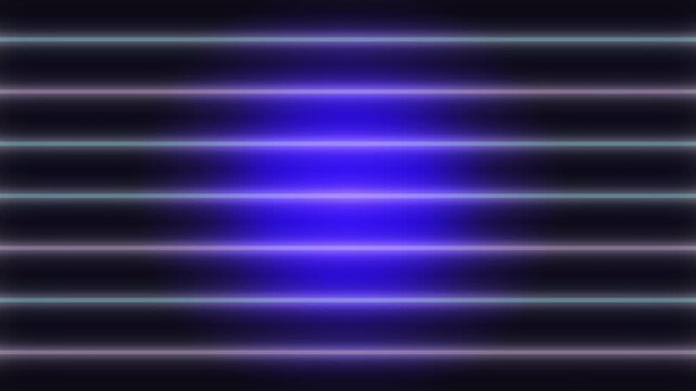 Abstract glowing blue orbs pulse through digital horizontal lines on a dark background