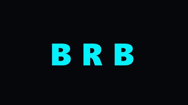 Animated Cyan BRB Text for Streaming and Gaming Screens with Dark Grid Background Motion Graphics