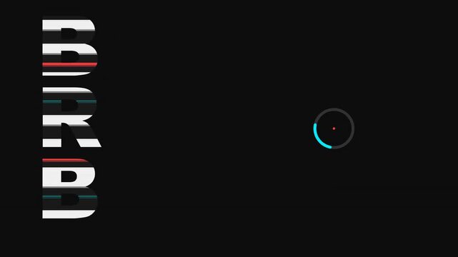 Digital Glitch BRB Be Right Back Text Animation with Loading Progress Circle on Dark Background