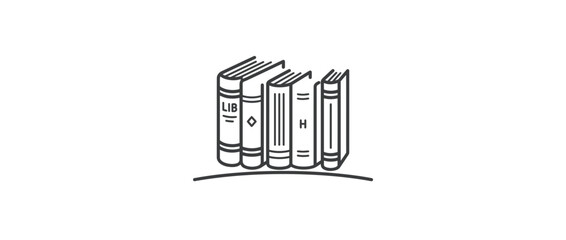 Fototapeta premium Row of Books Isolated Icon Outline Transparent Background