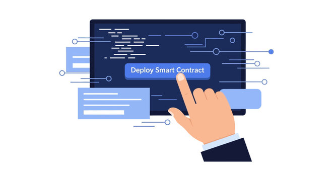 Blockchain Smart Contract Deployment and Web3 Development Concept Illustration