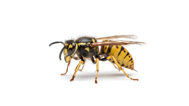 A single yellow jacket wasp isolated on a white background.