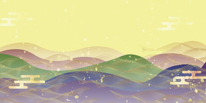 日本の伝統的な抽象山脈の背景イラスト