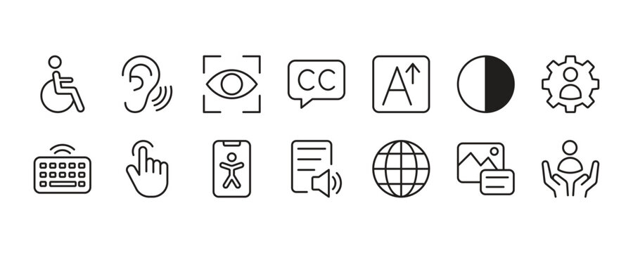 Accessible Digital Services Outline Icon Set.